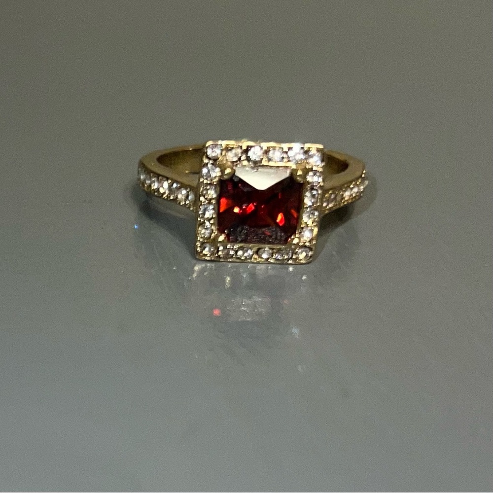 Gold and Ruby Earring and Ring Set - Picture 2 of 3